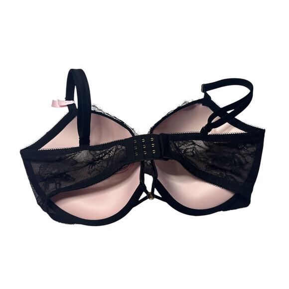 Victoria's Secret Very Sexy Rose Lace Push-Up Bra Jet Black Size 36DDD - Picture 2 of 4